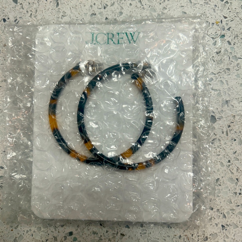 J Crew tortoise shell hoop earrings